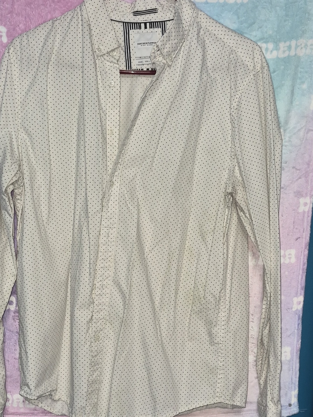 Denim & Flower Cream Dot-Print Long Sleeve Dress Shirt